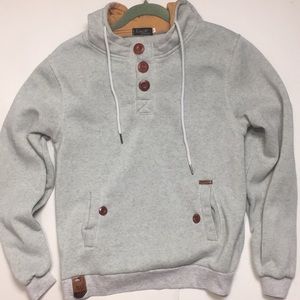 Grey Hoodie w/ Suede Elbow Patches